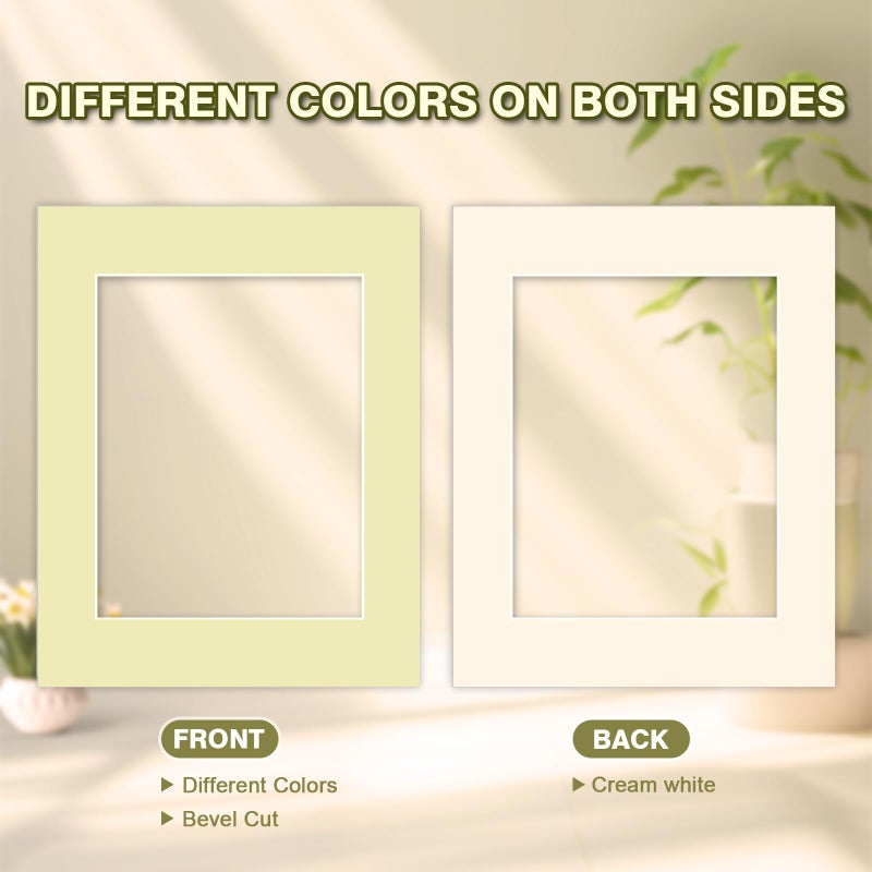 Egofine 14 عبوة من سجادات إطار الصورة، 11 × 14 سجادة صور مقاس 8 × 10 صور، ألوان مختلطة خالية من الأحماض ولوحة صور مقطوعة مسبقًا للصور والمطبوعات والأعمال الفنية - Image 4